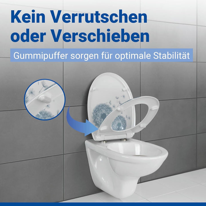 WENKO WC-Sitz Astera, Toilettensitz mit Absenkautomatik, Fix-Clip Hygiene-Befestigung, WC-Deckel aus