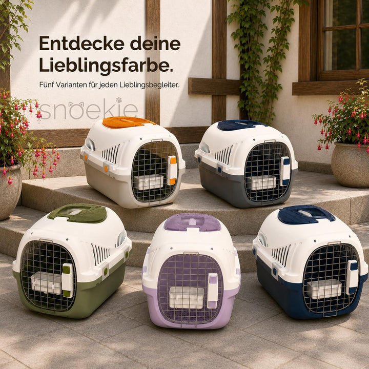 SNOEKIE Katzen Transportbox mit 2 Öffnungen, 49,5 x 32 x 32,6 cm, Haustierbox für Katzen &amp; kleine Hu