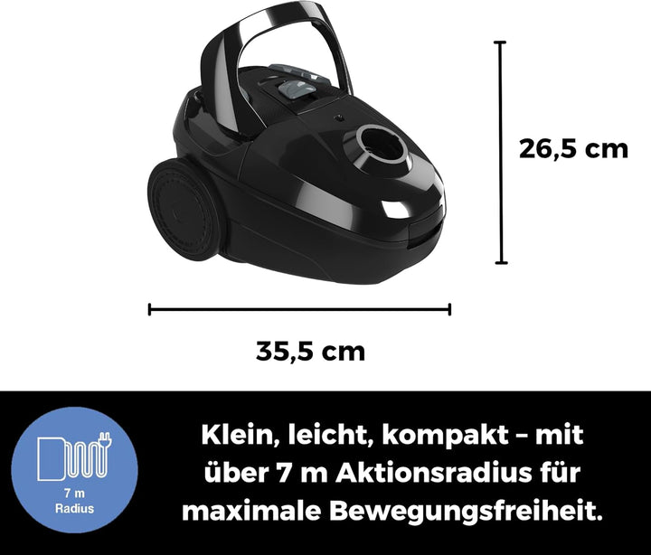 Fakir Trend TS 122 Staubsauger mit Beutel 700W, Bodenstaubsauger mit Kabel, EPA-Filter, leisem Hoche