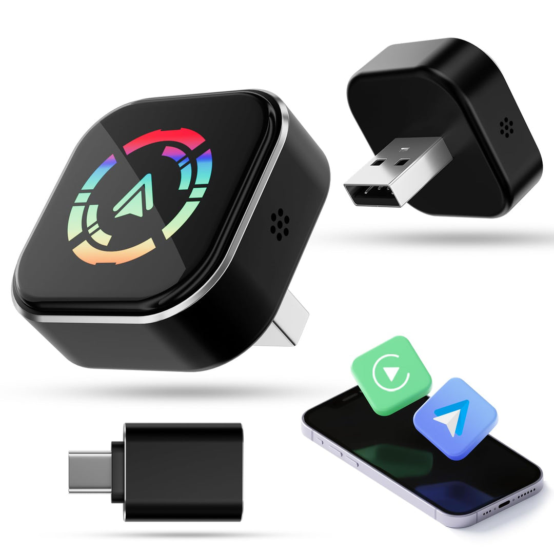 Wireless CarPlay Adapter, 2 in 1 Konvertieren Wired Carplay/Android Auto in Wireless, Typ-C und USB,