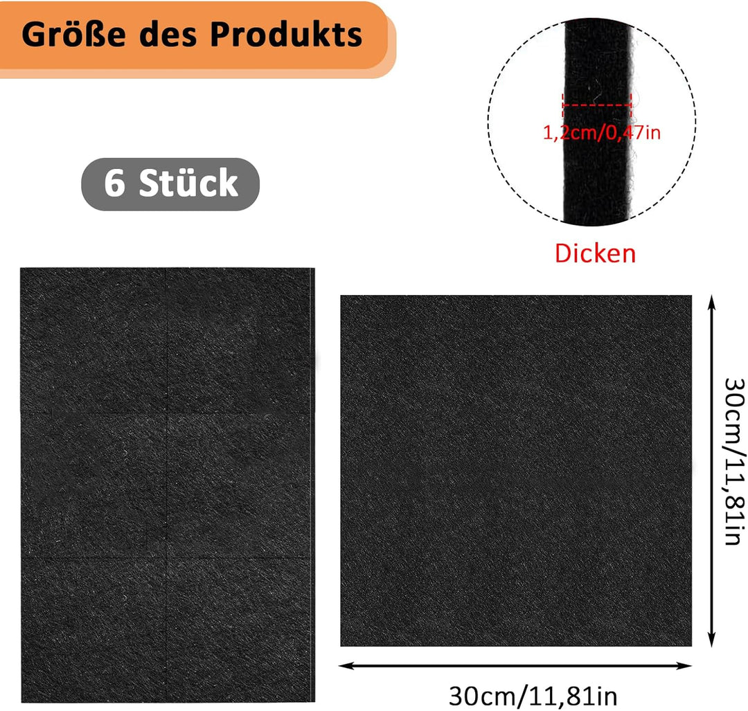 Dartboard Wandschutz, 6 Stück Filz Dartboard Wandschutz, 30x30x1,2cm, Selbstklebende Dartscheiben Um
