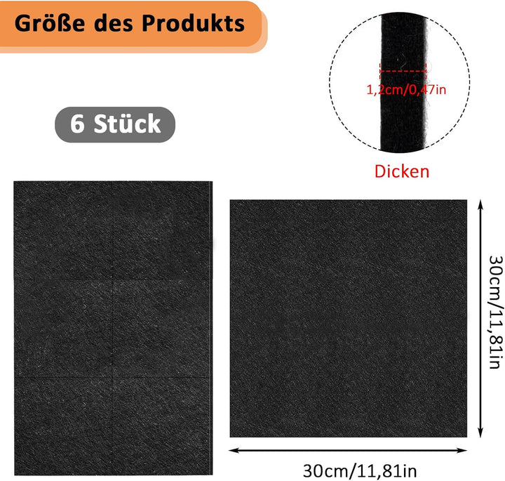 Dartboard Wandschutz, 6 Stück Filz Dartboard Wandschutz, 30x30x1,2cm, Selbstklebende Dartscheiben Um