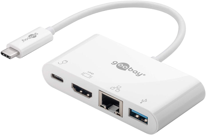 Goobay 62105 USB C Hub Multiport USB Verteiler 60W PD / 4 Port USBC auf 1x HDMI - 1x USB-C - 1x USB-
