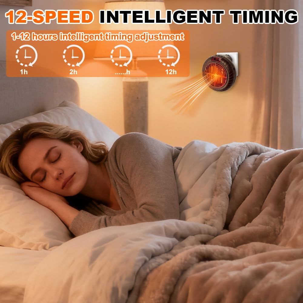 Mini Heizlüfter Steckdose, 900W Steckdosen Heizlüfter mit Fernbedienung Steckdosenheizung Keramik mi