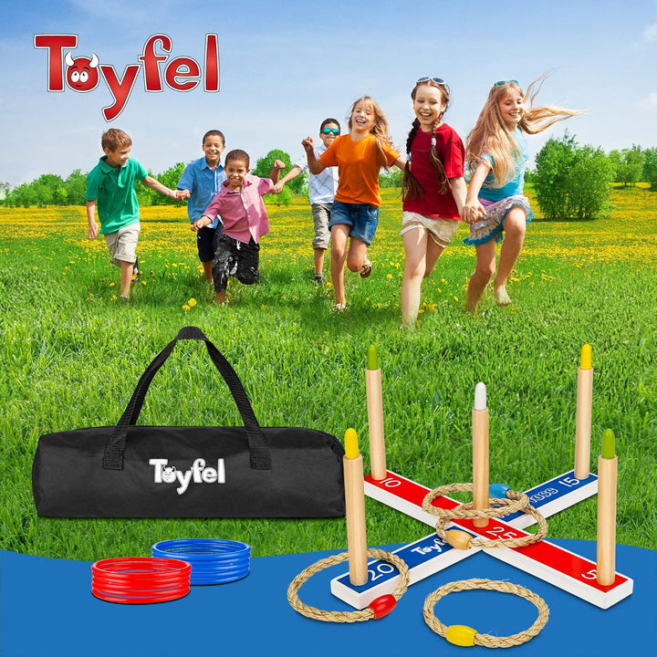 Ringwurfspiel Kinder Outdoor - Toyfel Wurfspiel Indoor Ringe werfen Garten Spiele FSC® Holz Wurfspie