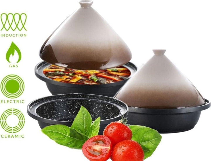 CUILINA Tajine Ø 30 cm – für alle Herdarten geeignet, inkl. Induktion – Aluminiumguss & Keramikdecke