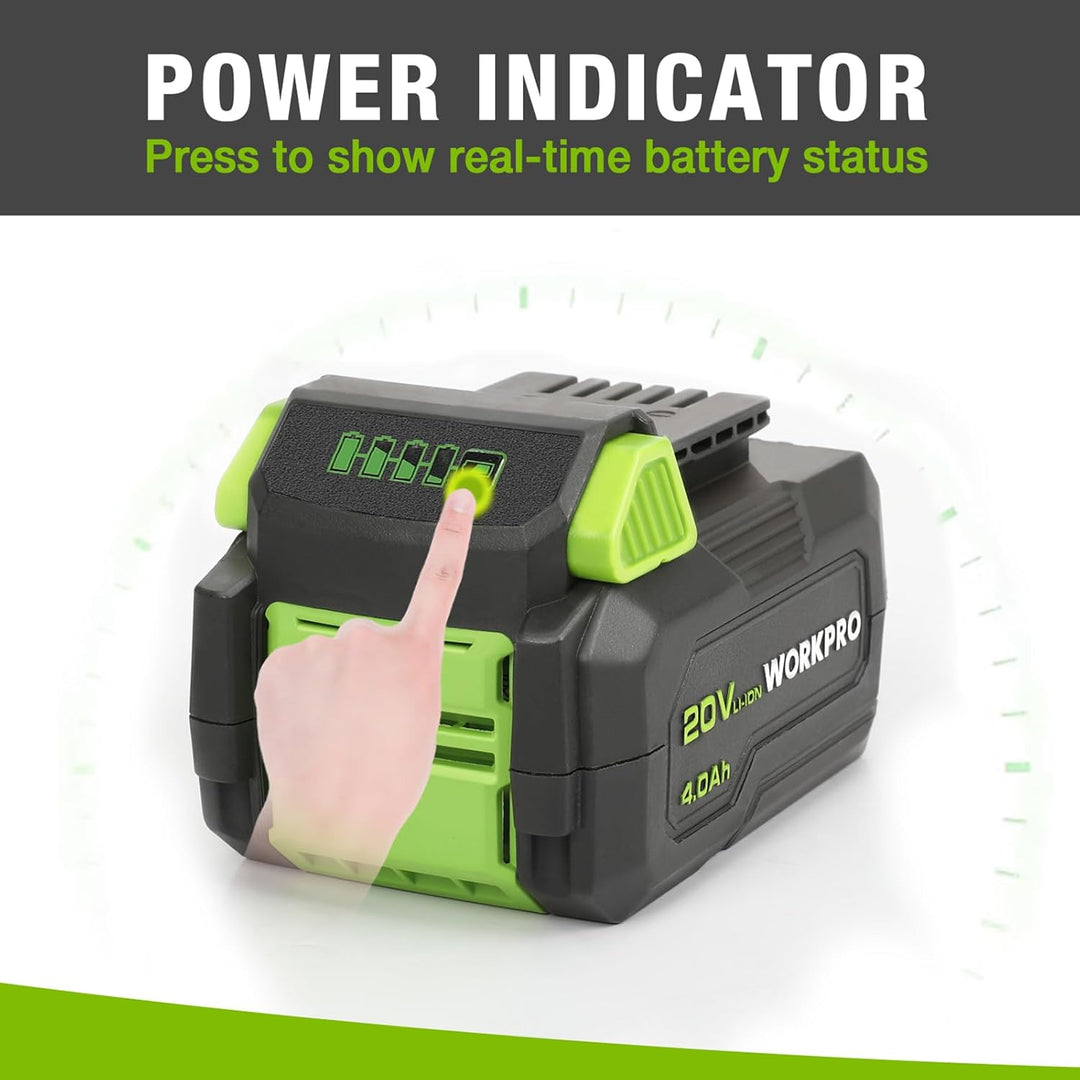 WORKPRO Lithium-Ionen-Akku 20 V 4,0 Ah für kabellose Werkzeuge, 4,0 Ah