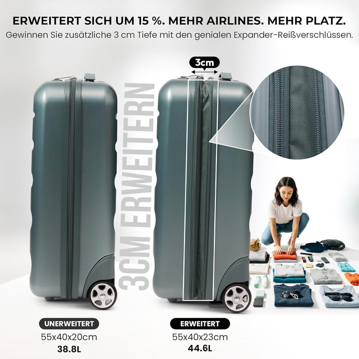 Aerolite Erweiterbar 55x40x20cm auf 55x40x23 cm Lufthansa Eurowings Ryanair Wizz Air Priorität und m