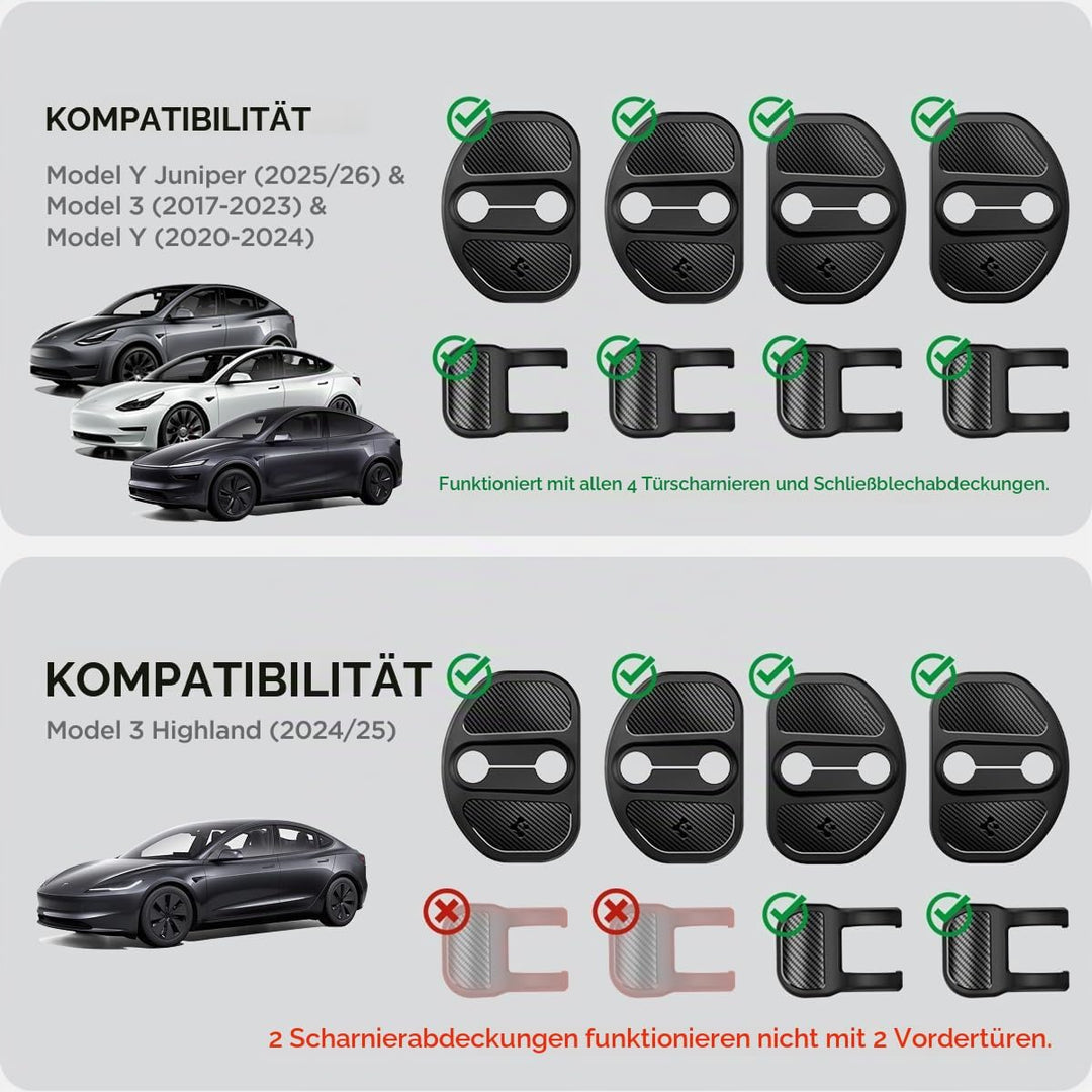 Spigen Tesla Model Y Juniper 2026 und Model 3 (~2023) Türschlossabdeckung, 4 Stücke Door Lock Cover