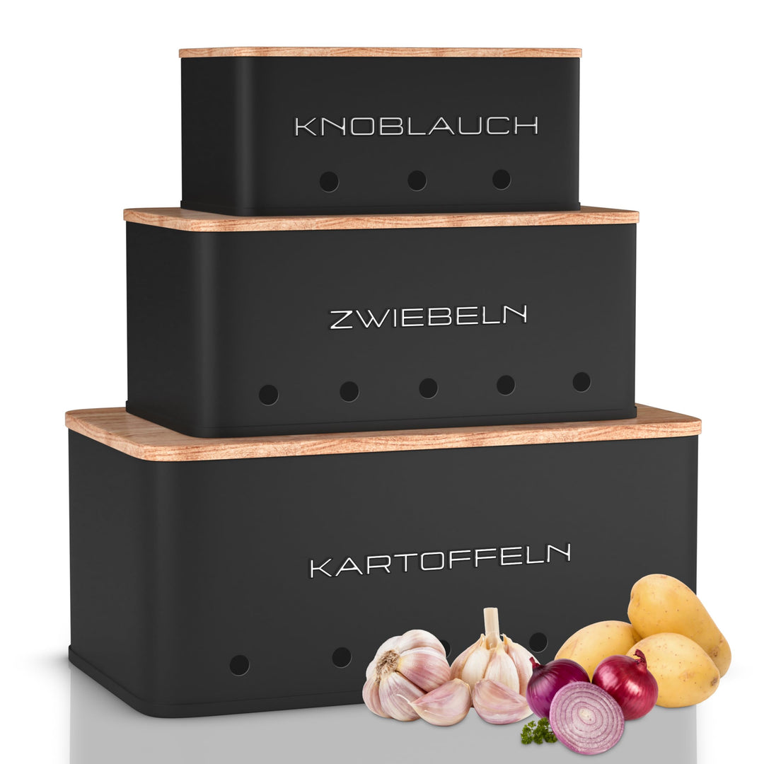 kartoffel aufbewahrungsbox - Set 3 aufbewahrung kartoffeln zwiebeln knoblauch - gemüse aufbewahrung
