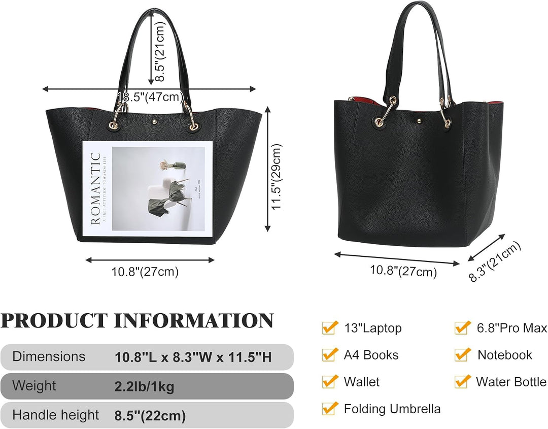 SQLP Damen Henkeltaschen Leder Gross Kapazität Shopper Tasche Student Schultasche Arbeit Handtasche