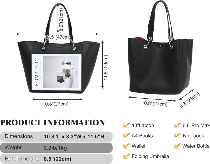SQLP Damen Henkeltaschen Leder Gross Kapazität Shopper Tasche Student Schultasche Arbeit Handtasche