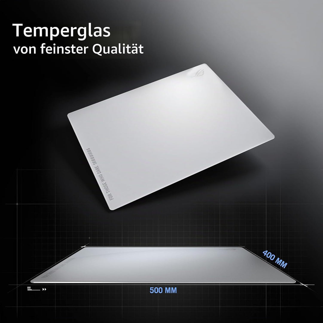 ASUS ROG Moonstone Ace L White Gaming-Mauspad (gehärtetes Glas, Rutschfester Boden aus Silikon, 500