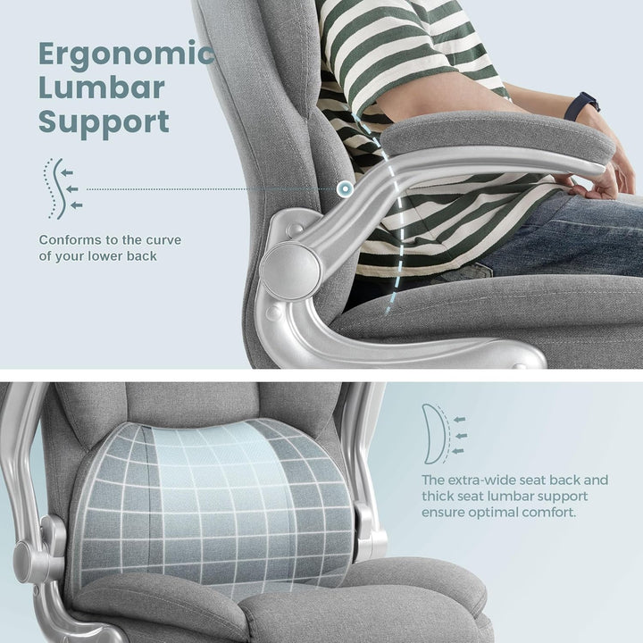 IWMH Bürostuhl Ergonomischer Schreibtischstuhl Chefsessel Drehstuhl mit hochklappbarer Armlehne, höh