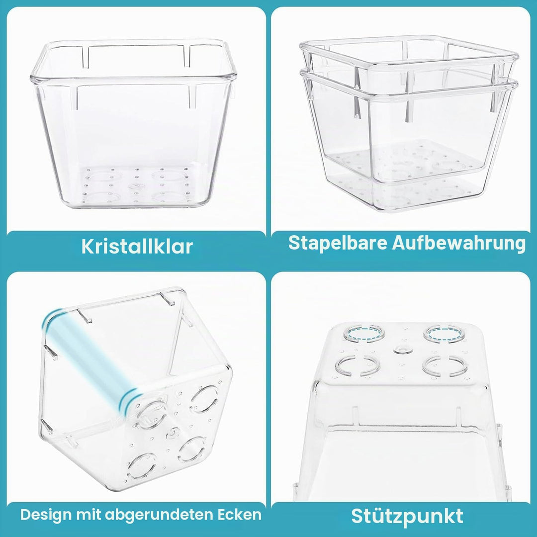 Vtopmart 15 Stücke Schubladen Ordnungssystem mit 4 Grössen, Schubladen Organizer, Klar Kunststoff Or
