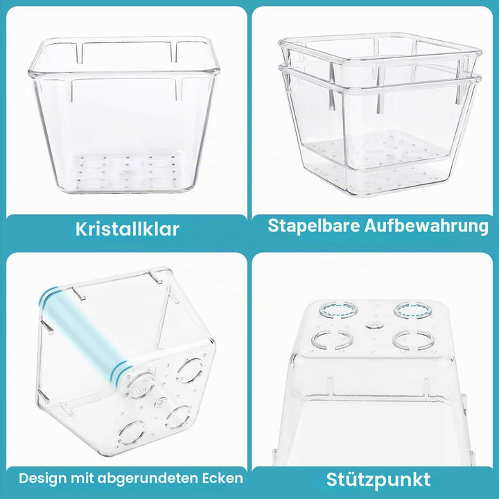 Vtopmart 15 Stücke Schubladen Ordnungssystem mit 4 Grössen, Schubladen Organizer, Klar Kunststoff Or