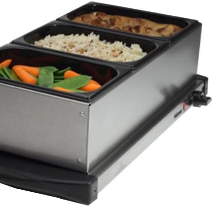 Tristar Edelstahl Buffetwärmer - mit einstellbarem Thermostat, 3 x 1,5L Buffetbehälter, als Heizplat