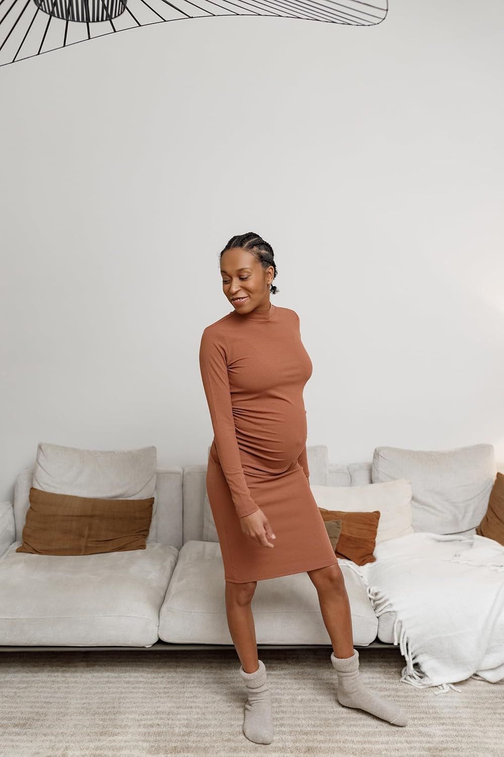 Noppies Damen Aima Rib Dress Ls Kleid S Sienna, S Sienna