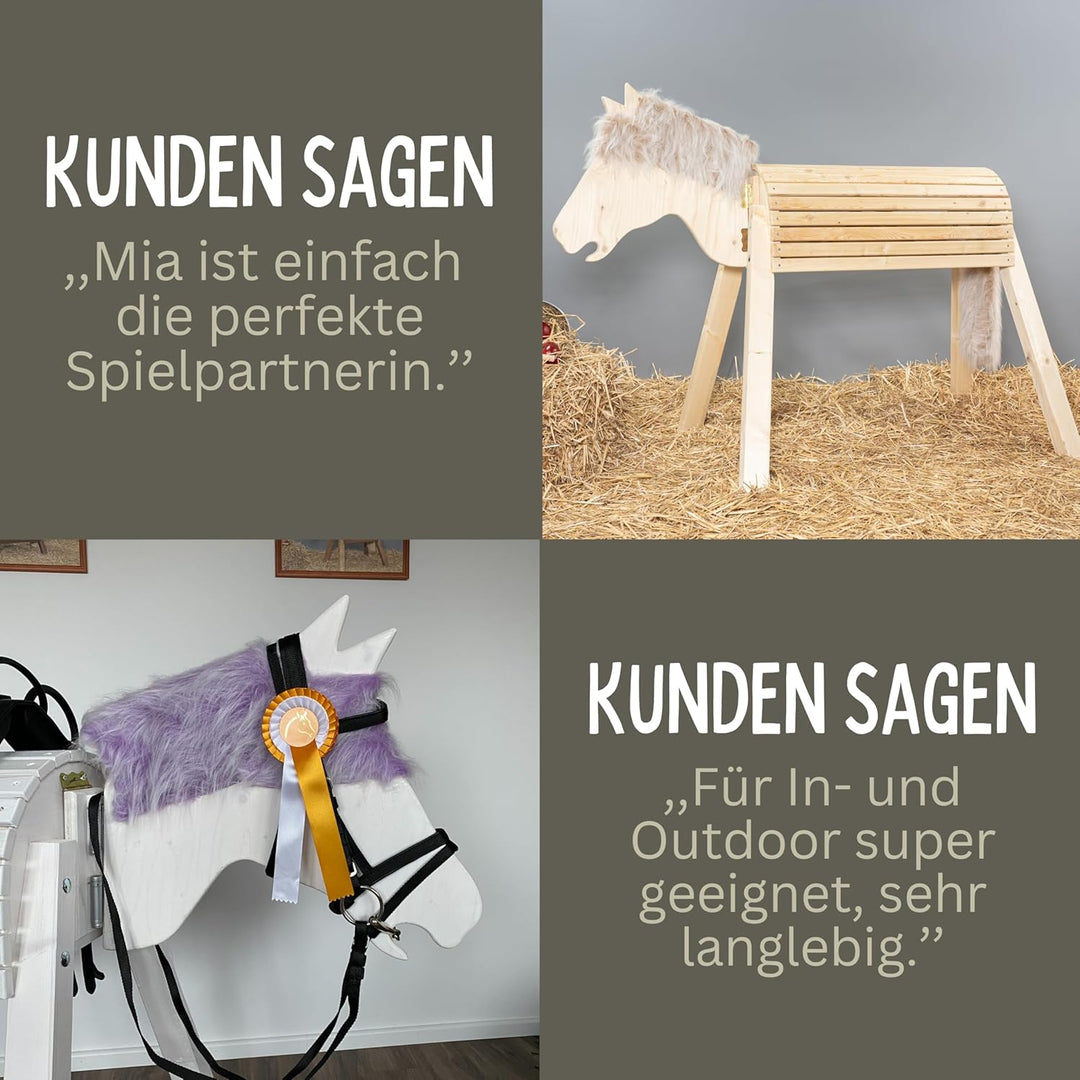 Dein Holzpferd Kastanie 90cm für draussen Reitpferd Mäxchen Garten Voltigierbock für Kinder, Stehpfe