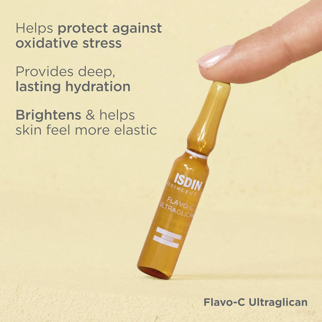 ISDIN Isdinceutics Flavo-C Ultraglican antioxidatives Tagespflege-Serum | Schützt die Haut vor Schäd