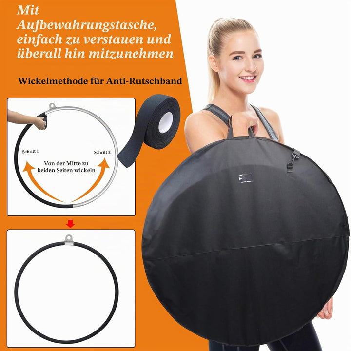 DASKING Aerial Hoop, Lyra Hoop Set Edelstahl 85cm/90cm Single Point Hoops Circus für Anfänger Profis