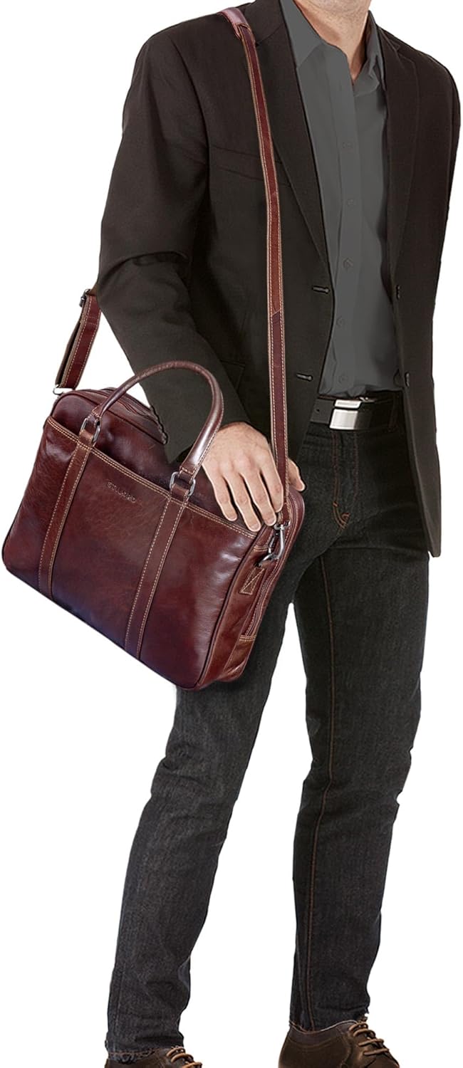 STILORD 'Dante' Business-Tasche Leder gross elegante Aktentasche Umhängetasche Laptoptasche 15.6 Zol