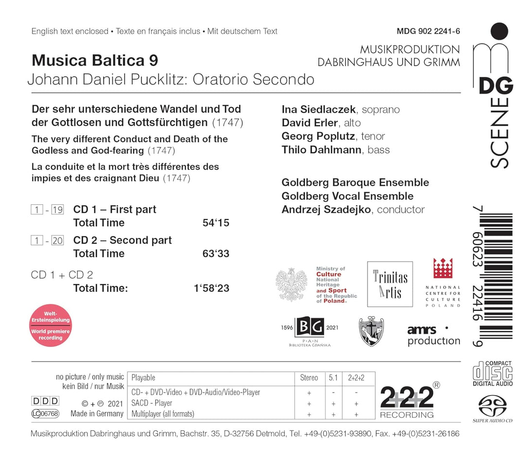 Oratorio Secondo, Audio-CD