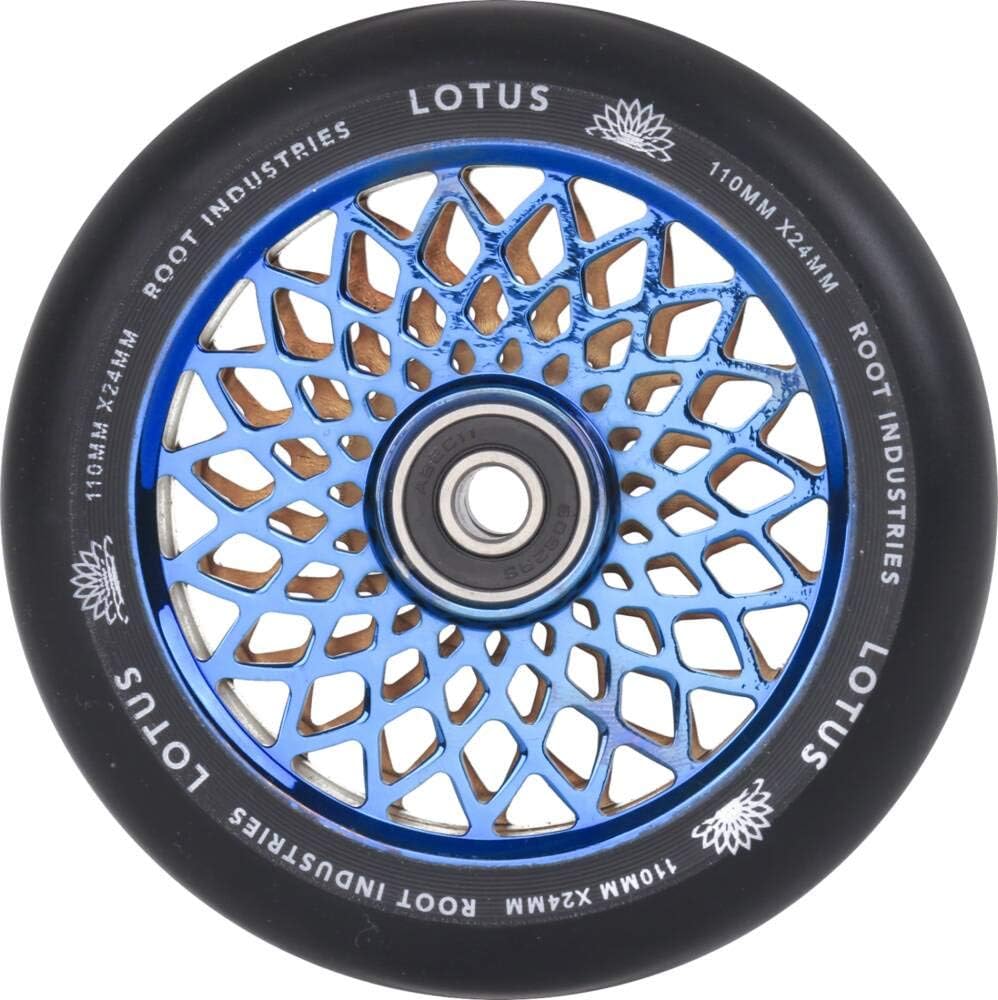 Root Industries Lotus Stunt-Scooter Rolle 110mm + Fantic26 Sticker (Radiant Blue Ray/Pu Schwarz), Ra