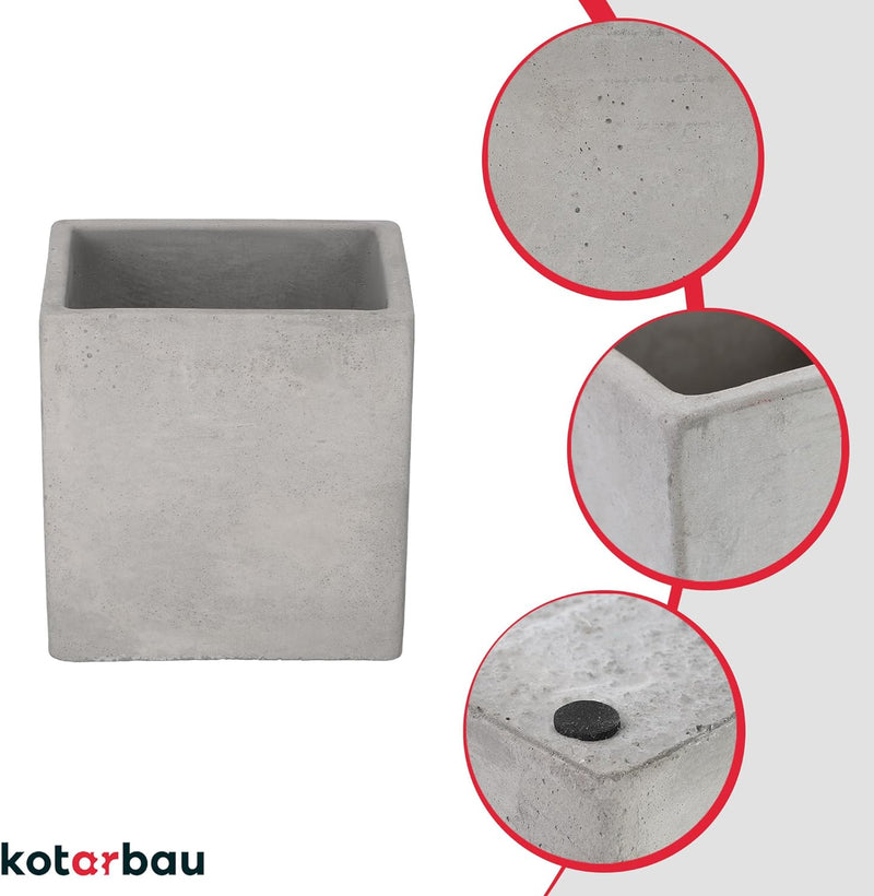 KOTARBAU® Blumentopf Übertopf 20 x 20 cm für Blumen Pflanzen aus Dekorativ-Beton Quadratisch im Inne