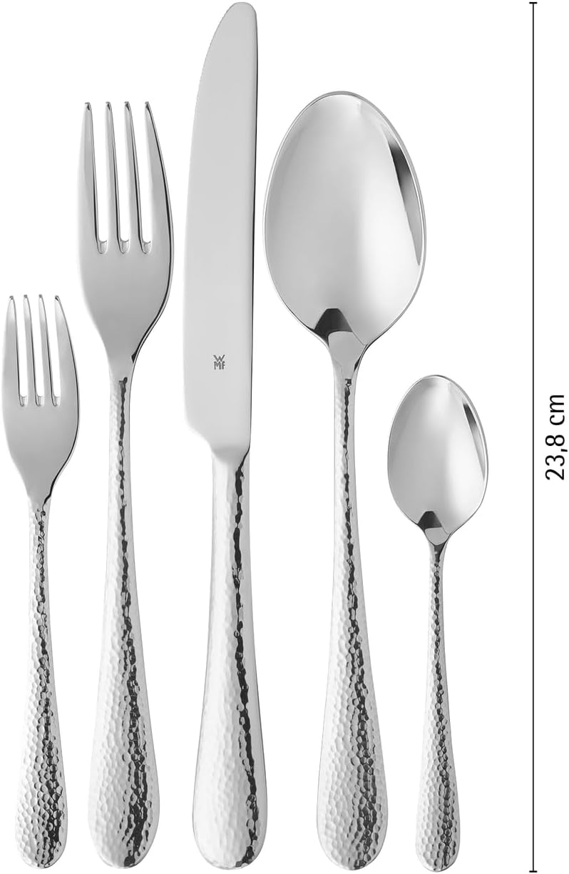WMF Sitello Besteck Set 6 Personen, Cromargan, Essbesteck Set 30 teilig, Monobloc-Messer, Cromargan