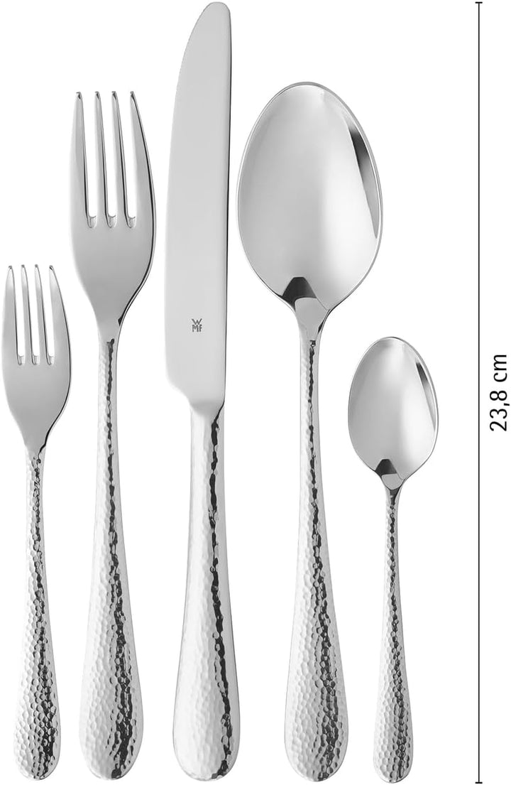 WMF Sitello Besteck Set 6 Personen, Cromargan, Essbesteck Set 30 teilig, Monobloc-Messer, Cromargan
