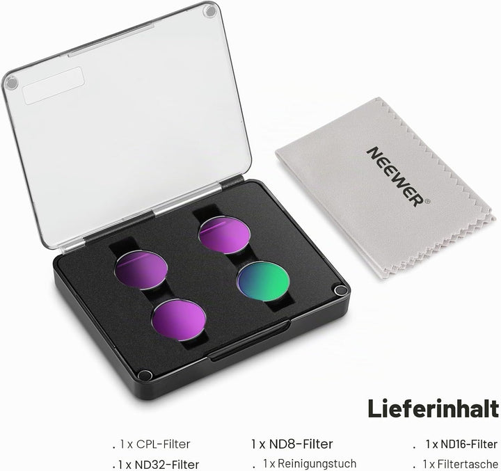 NEEWER ND-Filter-Set, kompatibel mit Insta360 GO 3S, CPL+ND8+ND16+ND32 Filter-Set, Action-Kamera-Zub
