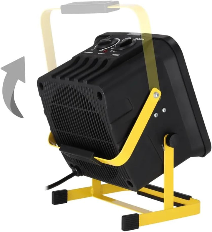 DEDRA Elektrischer Heizlüfter PTC 3,0 kW, quadratisch, schwarz, mit Ständer, keramisches Heizelement