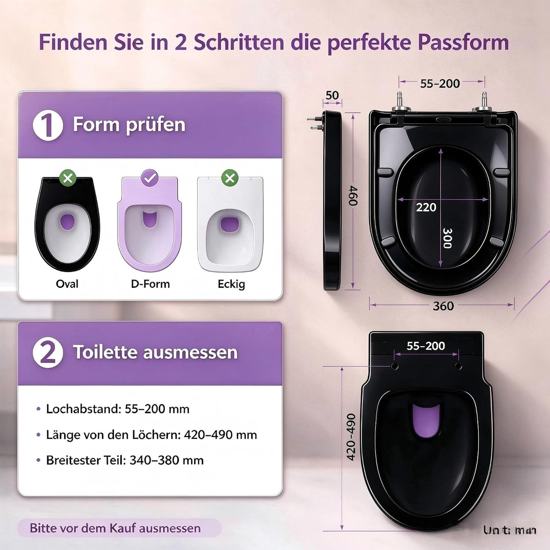 WC Sitz D Form,Toilettendeckel mit Absenkautomatik, Klodeckel, Klobrille