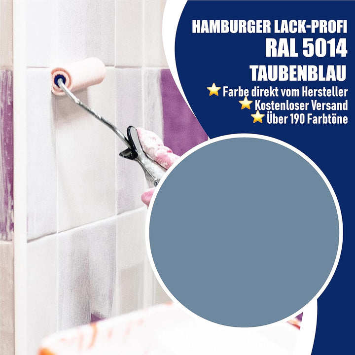Fliesenlack MATT Taubenblau RAL 5014 Blau Fliesenfarbe im SET // Hamburger Lack-Profi (1 L) 1 l (1er