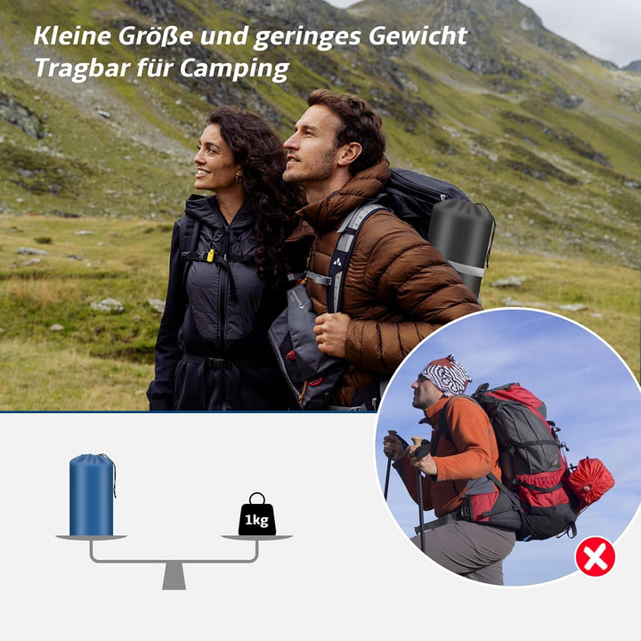 Aufblasbare Isomatte Camping mit Fusspumpe und Kopfkissen, 12 cm verdickt – Bequem, Ultraleicht, Kle