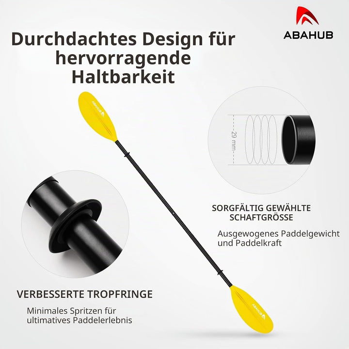 Abahub 218/230/241cm Kajak Paddel Aluminium Doppelpaddel mit Paddelleine für Kajakfahren Ruderboot K