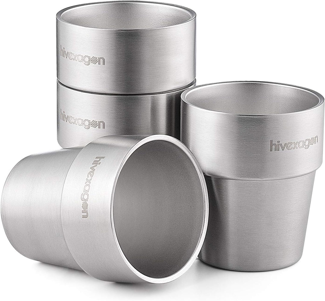 Hivexagon 300ml Set aus 4 Doppelwandigen Edelstahl becher edelstahl tasse- Ideal Für Kalte Getränke