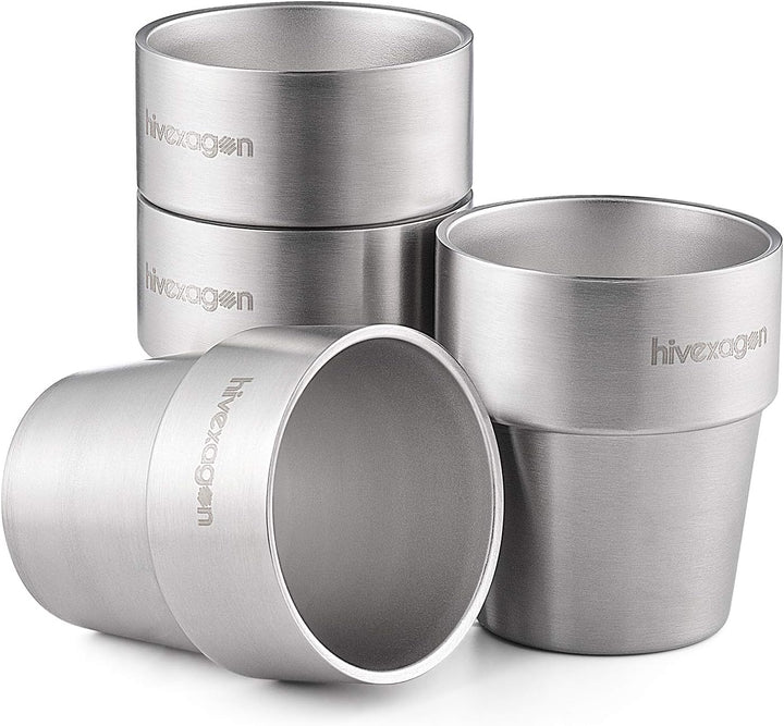 Hivexagon 300ml Set aus 4 Doppelwandigen Edelstahl becher edelstahl tasse- Ideal Für Kalte Getränke
