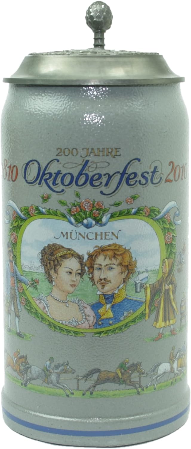 Steinfixx® - Original Oktoberfestkrug Jubiläumskrug 200 Jahre aus dem Jahr 2010 mit Zinndeckel, Zert