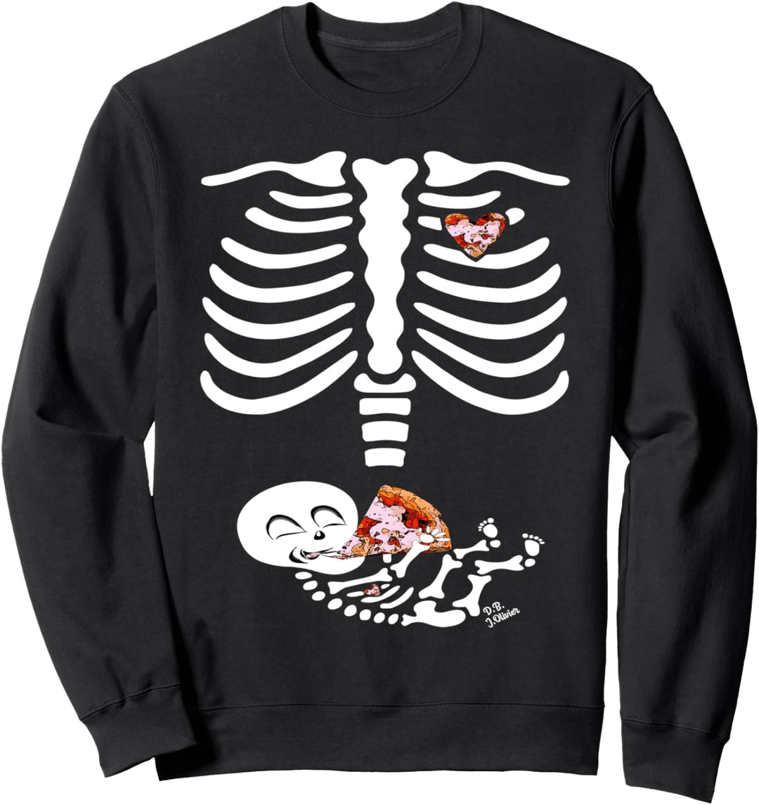 Skelett Rippen Pizza - Halloween Kostüm Halloween Sweatshirt