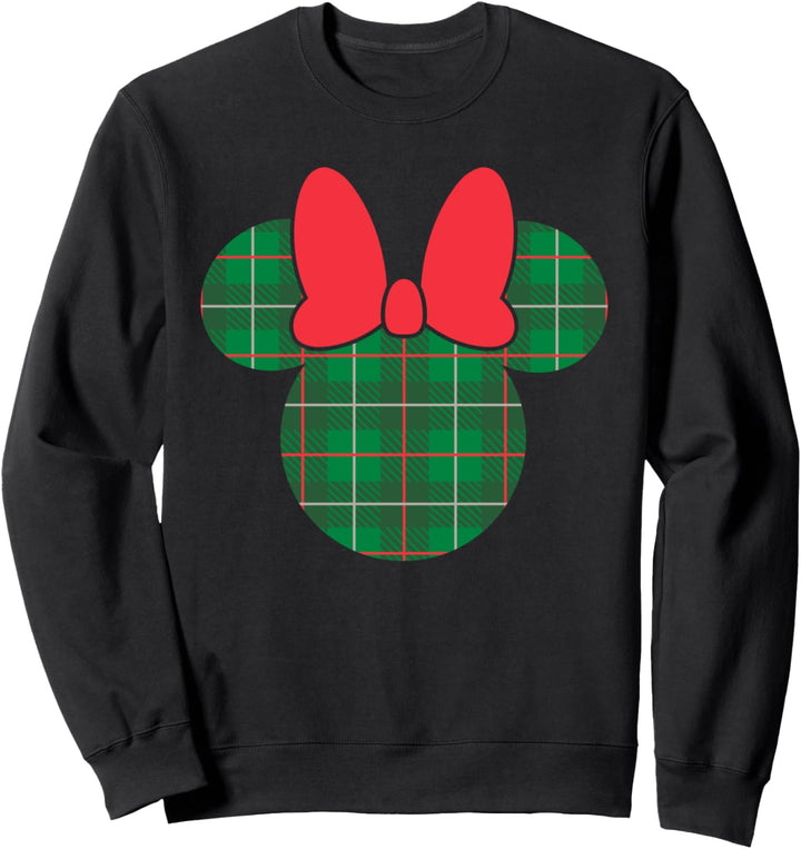 Disney Minnie Mouse Icon Green and Red Holiday Plaid Sweatshirt