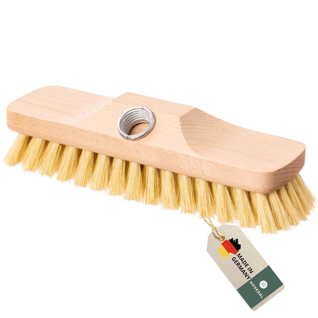 Schrubber, Schrupper aus Holz mit Naturborsten, Bodenbürste für Fliesen, Balkon, Terrasse, Garten, A