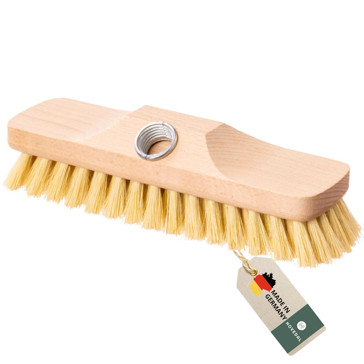 Schrubber, Schrupper aus Holz mit Naturborsten, Bodenbürste für Fliesen, Balkon, Terrasse, Garten, A
