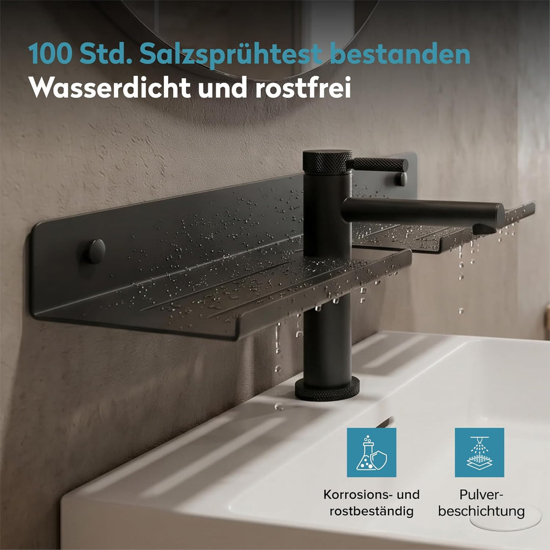 doporro Waschbecken Ablage 60 cm über dem Wasserhahn, Badezimmer Regal ohne Bohren oder zum Bohren,