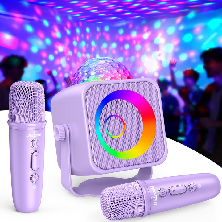 Dislocati Karaoke Maschine Mit 2 Bluetooth Mikrofon Kinder, Geschenk Mädchen 3-15 Jahre, Musik Spiel