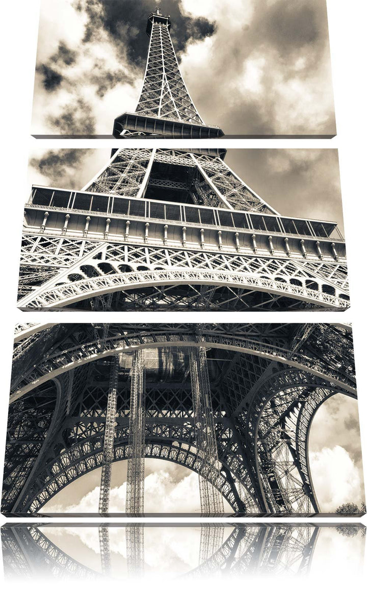 Pixxprint Prächtiger Eifelturm in Paris / 3-Teilig/Gesamtmass 120cm Leinwandbild bespannt auf Holzra