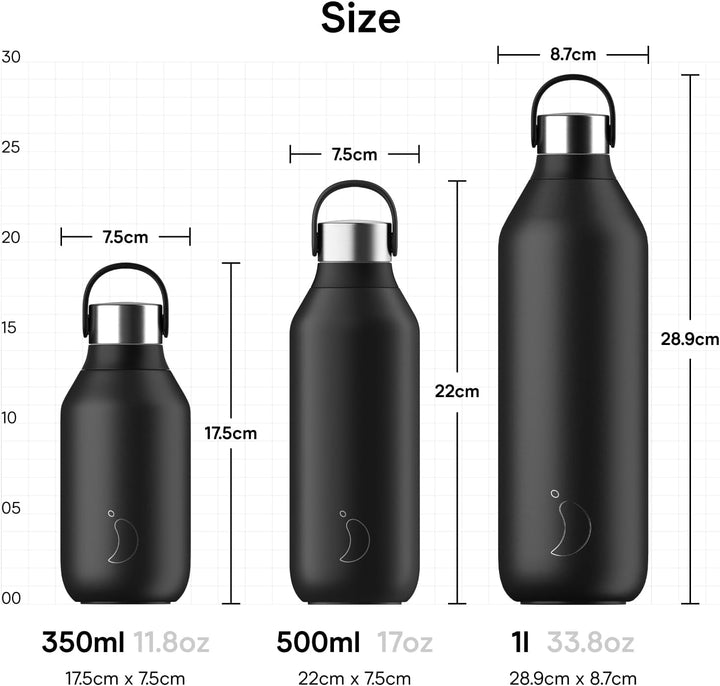 Chilly's Series 2 Trinkflasche - Isolierflasche aus Edelstahl mit Soft-Touch-Kragen & Trageschlaufe