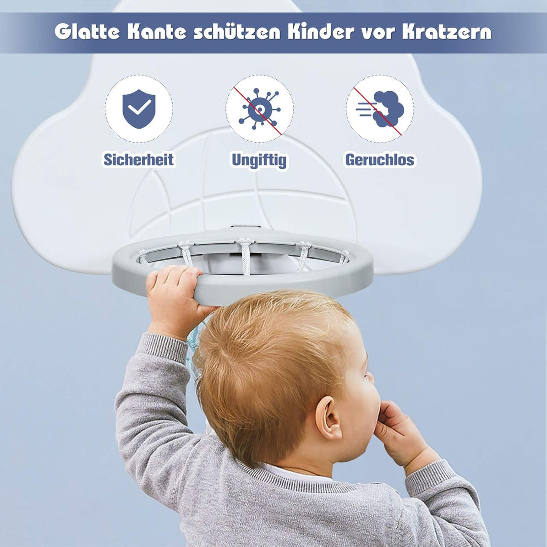 COSTWAY 3 in 1 Kinder Spielplatz, höhenverstellbarer Basketballkorb & Fussballtor & Golf, Basketball