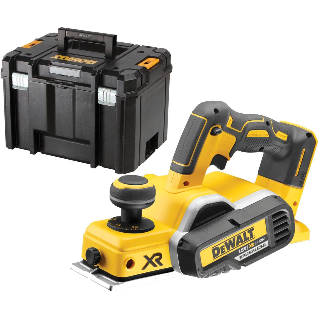 DeWalt Akku-Hobel (18 Volt, bürstenlos, Hobelbreite 82 mm, Messerwellendurchmesser 48 mm, inkl. Zube